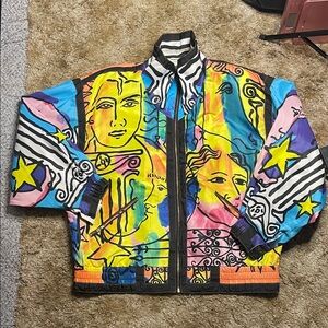 Vintage Picasso style art all over print jacket size large